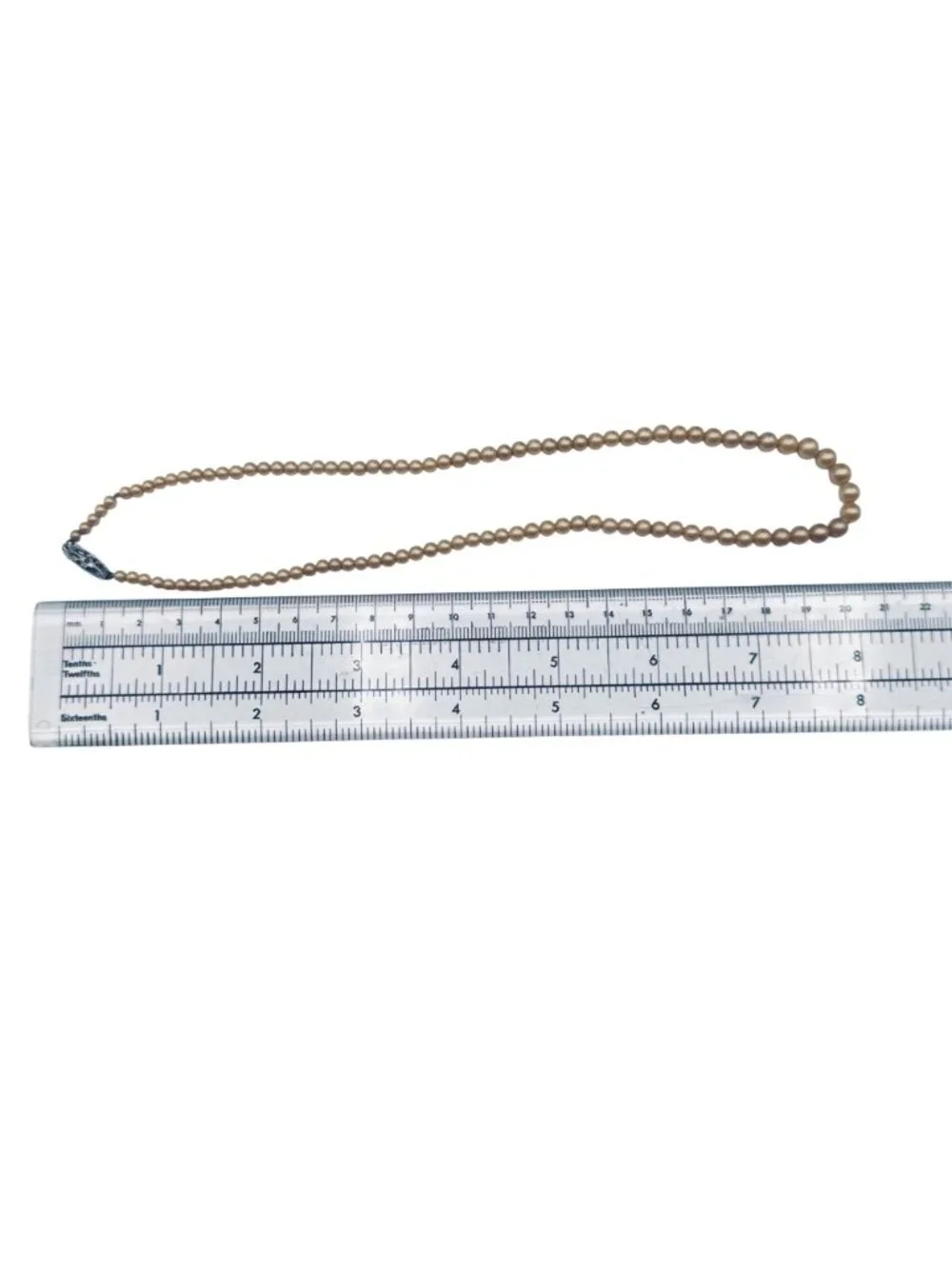 Vintage Cultured Pearl Necklace 16" Sterling Fish Hook Clasp Graduated 3-5mm - Picture 6 of 8